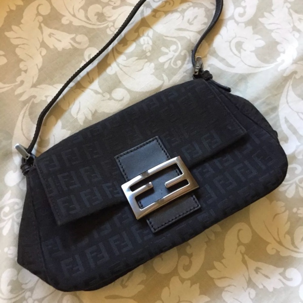 Black Vintage Fendi Monogram Baguette Purse